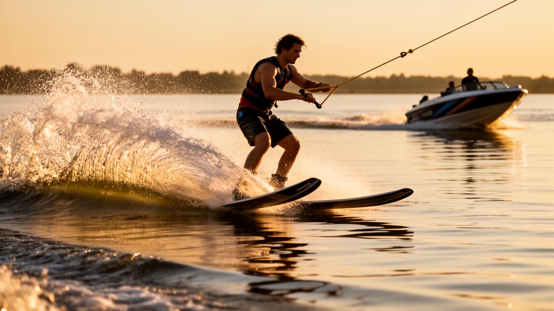 Waterskiër op open water